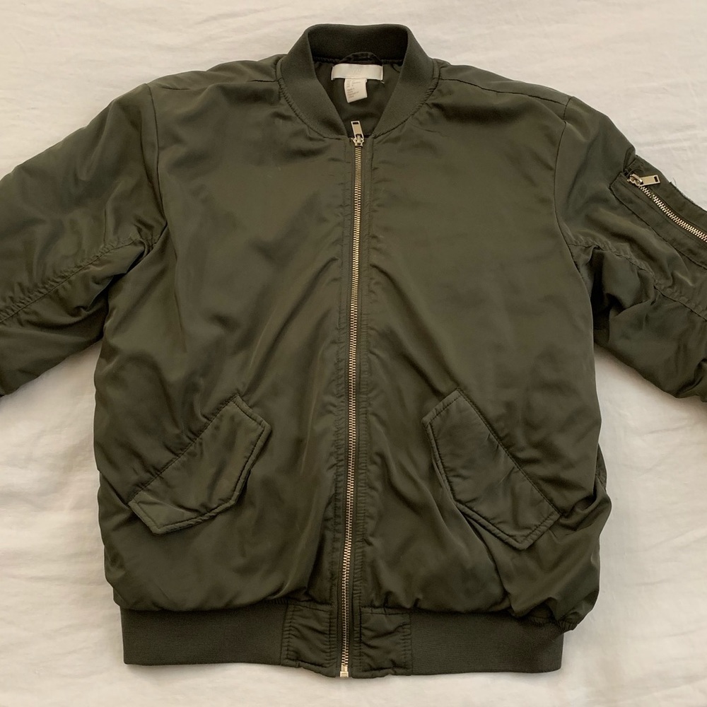 H&M army green bomber 6
